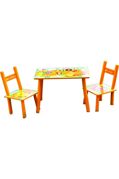 Krista Set masă pentru copii cu două scaune, MDF, portocaliu, 59x39x40 cm