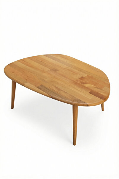 Fawdecor Oval Masif Doğal Ahşap Orta Sehpa | Asimetrik Modern İskandinav Tasa...