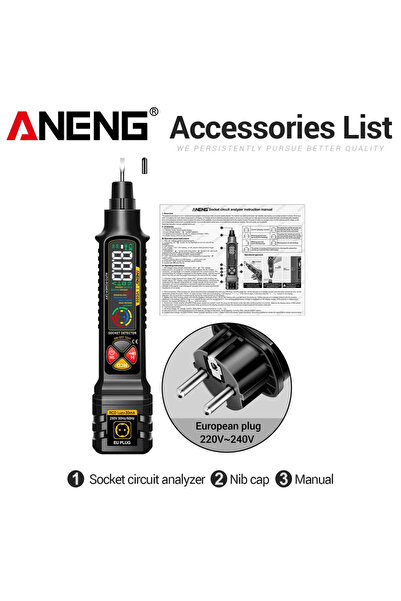 ANENG جهاز تحليل الدوائر الكهربائية ذو القابس الأوروبي الأسود VD808، جهاز اخت...