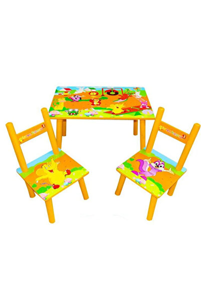 Krista Set masă pentru copii cu două scaune, MDF, portocaliu, 59x39x40 cm