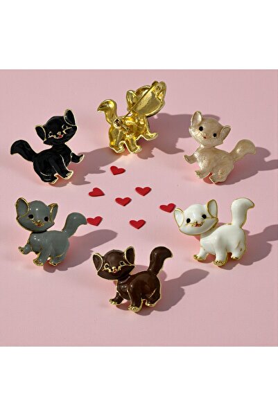 modamira Kedi Broş - Krem -En: 3,5 cm / Boy: 3 cm