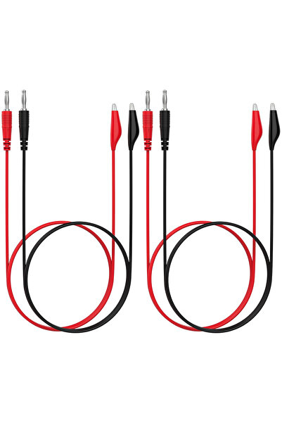Choice زوجان، 4 قطع، طول 1 متر، موصل كابل اختبار بمشبك تمساح إلى قابس موزة، م...
