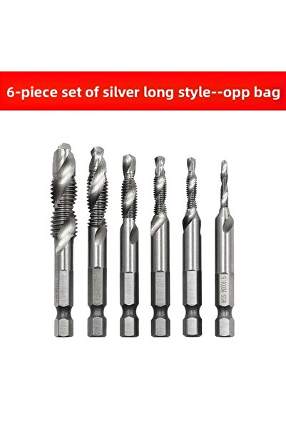 Choice 6pc silver long 6Pcs Tap Drill Bit Set Hex Shank Titanium Plated HSS S...