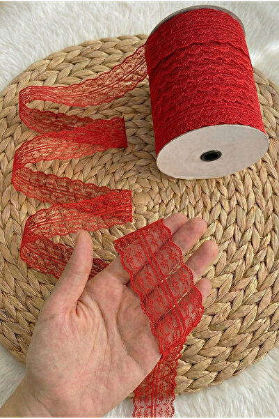 ZEYMERADE Panglică de dantelă cu două straturi de 10 metri, roșu, pentru nunt...