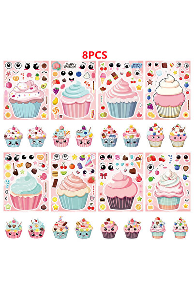 Choice 8 قطع أو 8/16 قطعة من ملصقات أحجية الكب كيك الورقية، ملصقات كرتونية لط...