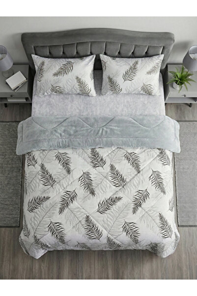 Çetinhome طقم لحاف ويلسوفت منقوش مزدوج (بدون ملاءات) بلون رمادي