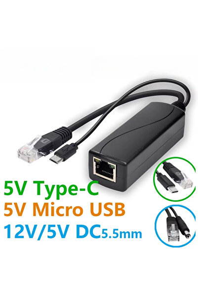 Choice Micro USB(100M) POE Splitter 48V To 5V 12V Micro USB tpye-C BarrelJack...