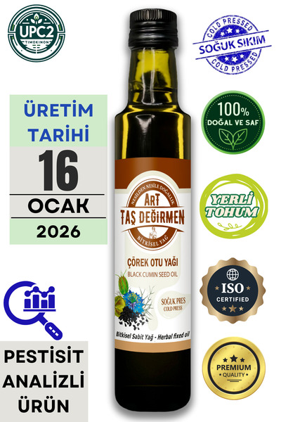 Art Taş Değirmen Soğuk Sıkım Çörek Otu Yağı 250 ml %100 Doğal Ve Saf (PESTİSİ...