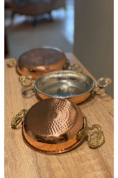 Genel Markalar 3lü Bakır Tava Seti Sorelis (14-16-18CM) Yumurta, Kuymak, Omle...