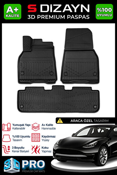 S Dizayn S-Dizayn Tesla Model Y 3D Pro Havuzlu Paspas 2020-2025 A+ Kalite 3DS...