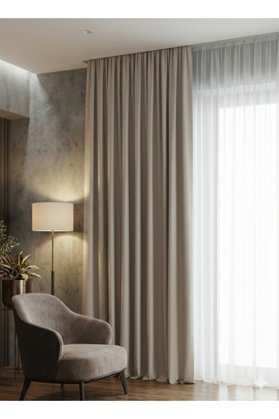 Miabella Home Blackout Perde Fon Perde Karartma Perde Tek Kanat Perde Kornişli Işık Geçirmez Perde