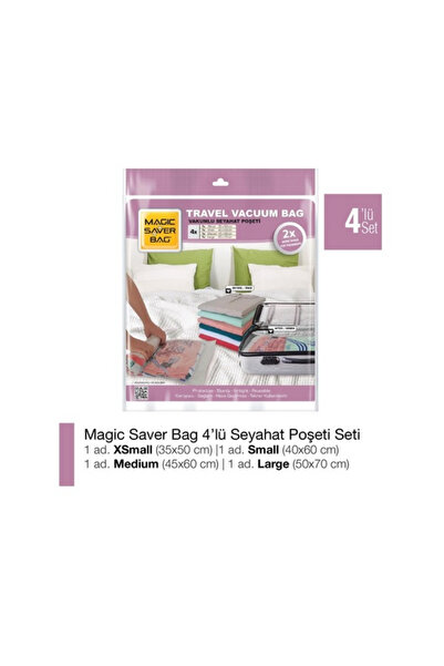 Magic Saver Bag 4'lü Seyahat Poşeti Roll-up (Xs+s+m+l)