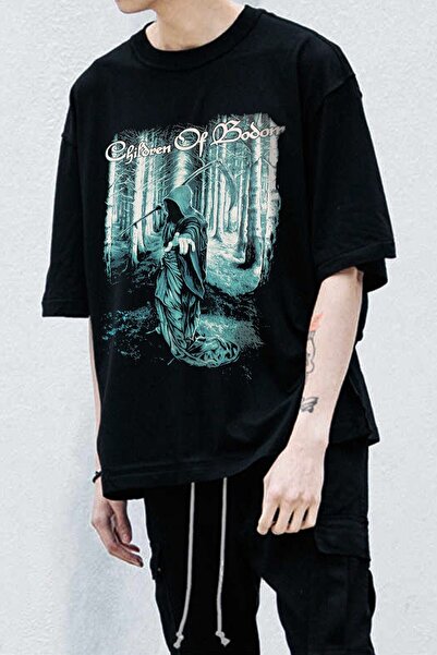 Freak Tshirt Μαύρο χρώμα Children Of Bodom με τύπωμα Unisex μπλουζάκι με φαρδ...