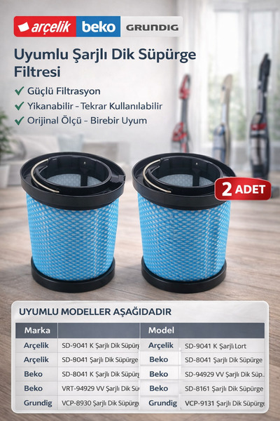Beko Sd 8041 K Şarjlı Süpürge Motor Filtresi 2 Adet