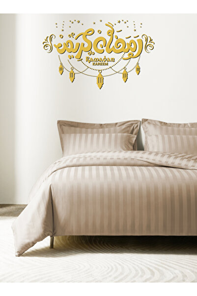 Master Home Textile طقم غطاء لحاف فندقي قطني، مقاس مفرد، 4 قطع، بنمط مخطط، عد...