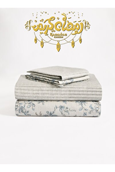 Master Home Textile طقم غطاء لحاف قطني مزهر، 200 خيط، مقاس مفرد، 4 قطع، سحاب ...