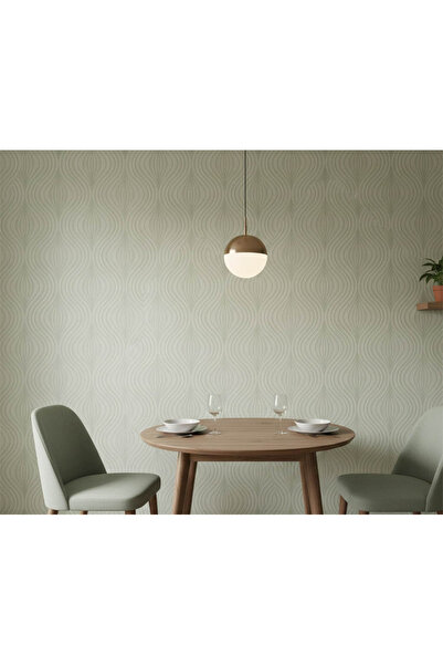 Genel Markalar Soft Yeşil Kendinden Dokulu Desen Duvar Kağıdı 31496