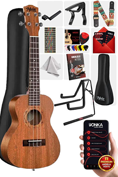 Midex Tn-26mc-st Set Ukulele Tenor Mahon (SOFTCASE STAND TUNER CAPO METOD NOT...