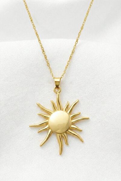 özgül takı ve tasarım Güneş Model Paslanmaz Çelik Gold Renk Kadın Kolye