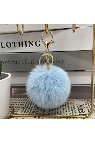 Choice سلسلة مفاتيح سيارة جديدة زرقاء اللون، قطعة واحدة، مزينة بكرات بوم بوم،...