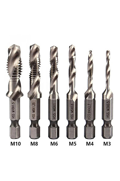 Choice 6pcs silver 1/6Pcs Tap Drill Bit Set Hex Shank Titanium Plated HSS Scr...