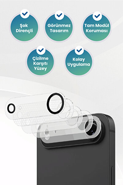 BLUEO B iPhone 17 Air Compatible Invisible Shock-Resistant Lens Module Protec...