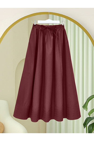 Modamorfo Fusta cu talie elastică, buzunare și cusături decorative - Prune