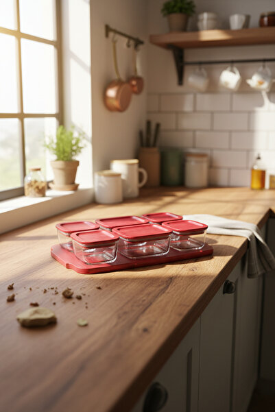 Bambum Enzo 13 Piece Glass Breakfast Set Red