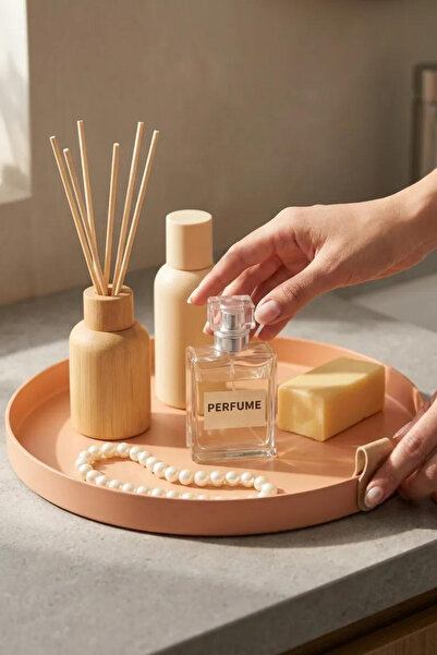 hemlife Декоративна многофункционална метална тава с кожена дръжка за грим, 2...