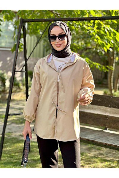 Nergis Neva Butik كيمونو بغطاء للرأس مع ربطة أمامية