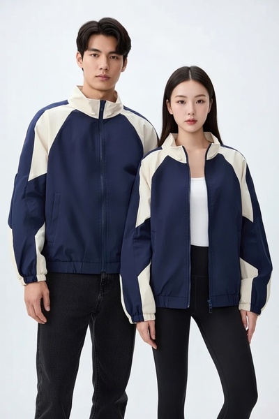 memetti m şekil Y2k Mavi Krem Baggy Paraşüt Unisex Ceket Yağmurluk