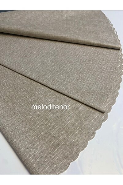 DERYA Gray Fabric-Like Appearance Lined Non-Slip Easy to Wipe Pvc Round Oilcl...