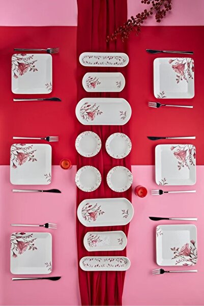 Erbaşlar Le More 16 Parça 6 Kişilik Lüx Kare Kahvaltı Takımı, Kahvaltı Seti