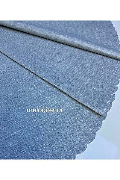 DERYA Gray Fabric-Like Appearance Lined Non-Slip Easy to Wipe Pvc Round Oilcl...