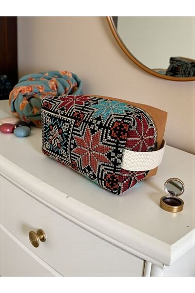 Generic Multi-Purpose Makeup & Travel Pouch with Palestinian Embroidery Pattern