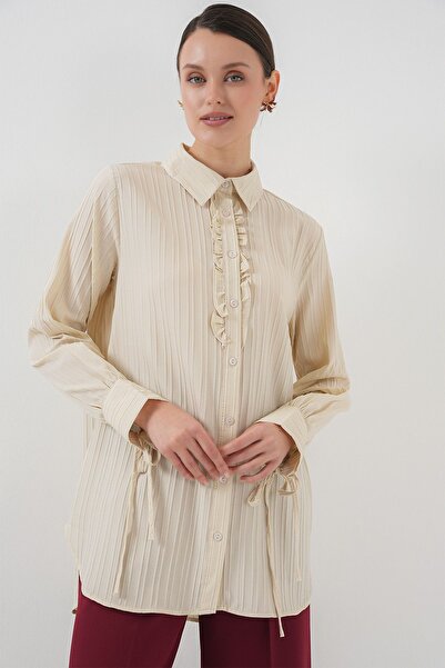 Hiccup Bdart Ruffle Detailed Textured Shirt
