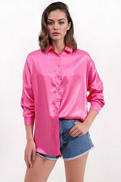 Hiccup Bdart Buttoned Oversize Satin Shirt