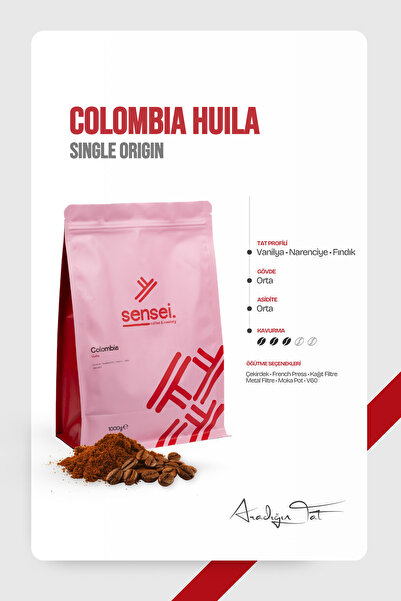 Sensei Coffee&Roastery Colombia Huila - Single Origin Kahve (Çekirdek) | Vani...