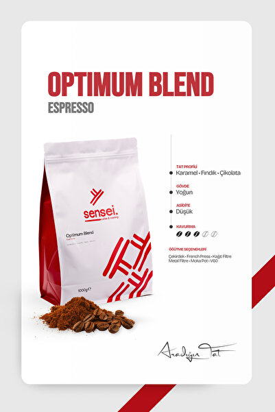 Sensei Coffee&Roastery Optimum Blend – Espresso Kahve (Çekirdek) | Orta Kavru...