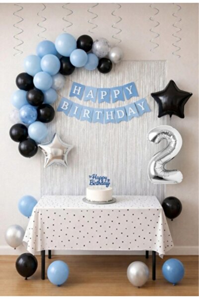 SİNDA Mavi Siyah Doğum Günü Partisi Konsepti - Yaş Günü - Rakam , Yıldız Balo...