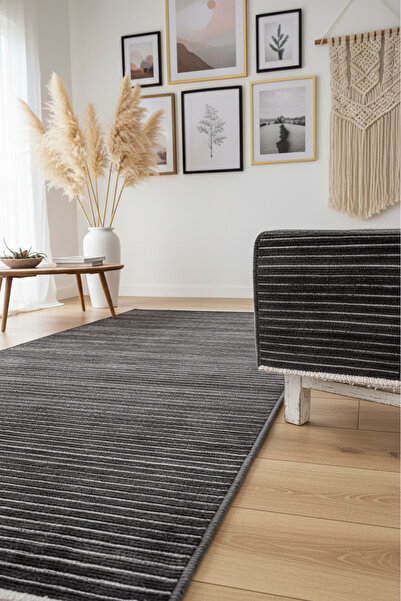 MELARİS HALI Yıkanabilir Pamuk Dokuma Kilim Doğal Kendinden Saçaklı Kaymaz Ta...