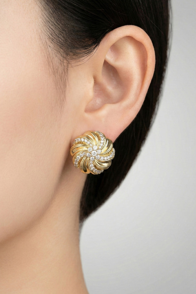 Modacaprea Xuping 14K Sonsuzluk Taşlı Klipsli Kadın Küpe Kararmaz Kadın Takı ...