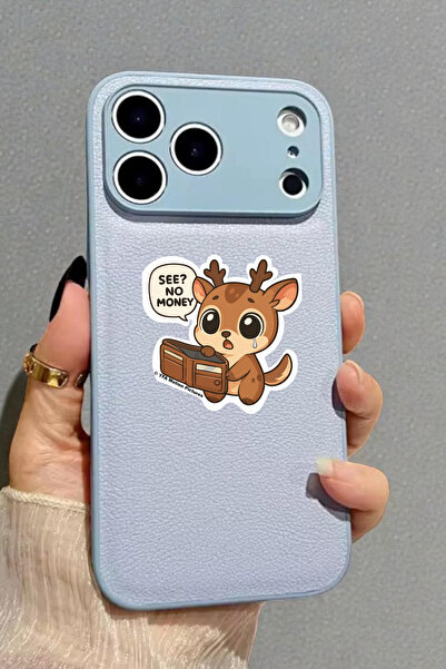 Ankarakomik Ghibli Geyik Karakteri See No Money Geyik Su Geçirmez Sticker 6x6 cm - Laptop, Bardak, Araba Uyumlu