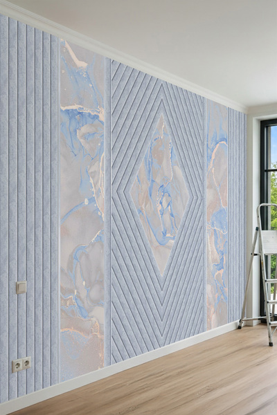 MİRAZAWALL 3D Baklava Formlu Sanatsal Mermer ve Modern Panel Desenli Tek Parç...