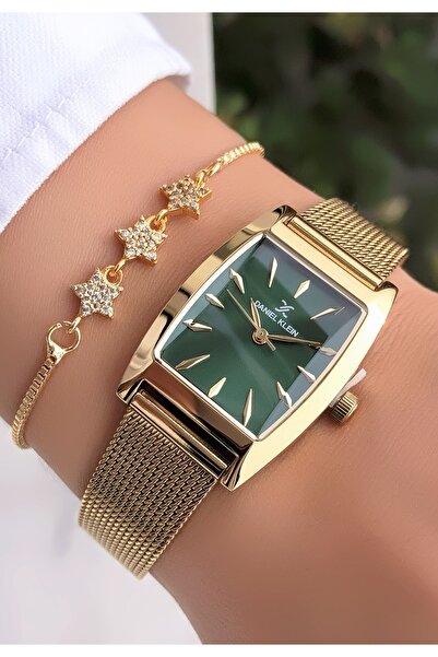 Daniel Klein Orijinal Kadın Kol Saati Dikdörtgen Altın Renk Aksesuar Bileklik...