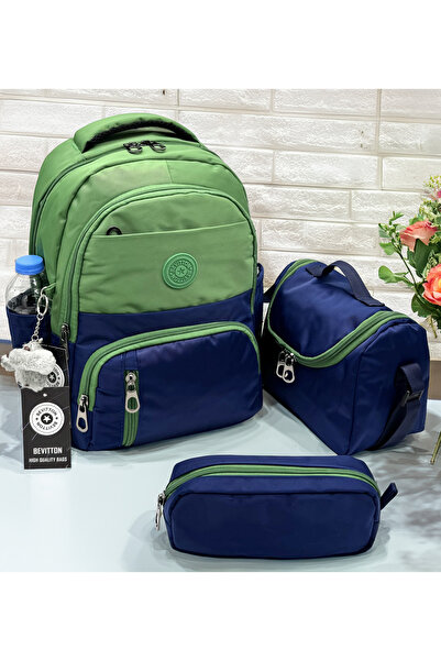 Bevitton Комплект от 3 унисекс чанти за начално училище Bvt-8010, зелено-тъмн...