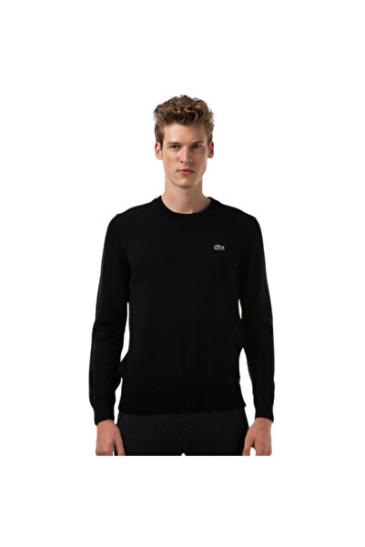 Lacoste Men's Regular Fit Crew Neck Organic Cotton Black Sweater