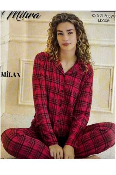 Mihra Milan Uzun Kol Önden Düğmeli Pijama Takımı