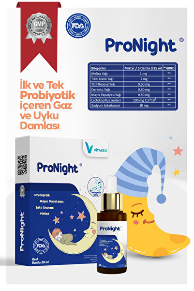 Vitasso Pronight Çocuklar Için Probiyotik Içeren Gaz Ve Uyku Damlası Damla 20 ml