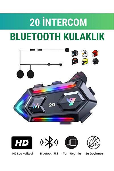WUNİT 20 İntercom Rgb Motosiklet Kask Bluetooth Kulaklık